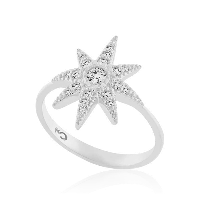 Shine bright ring in Rhodium