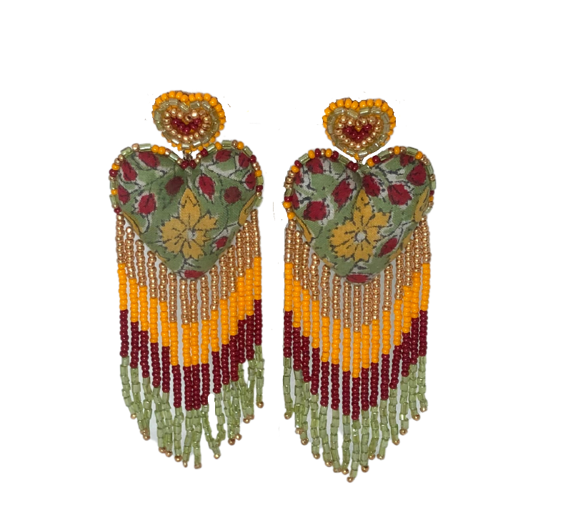 Heart beaded earrings