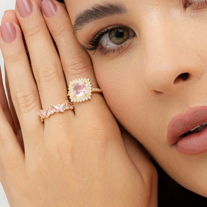 You're cute ring pink crystal