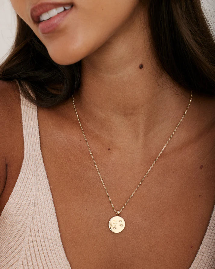 Buy Gold pearl Cancer zodiac necklace by Joules by Radhika at Aashni and Co