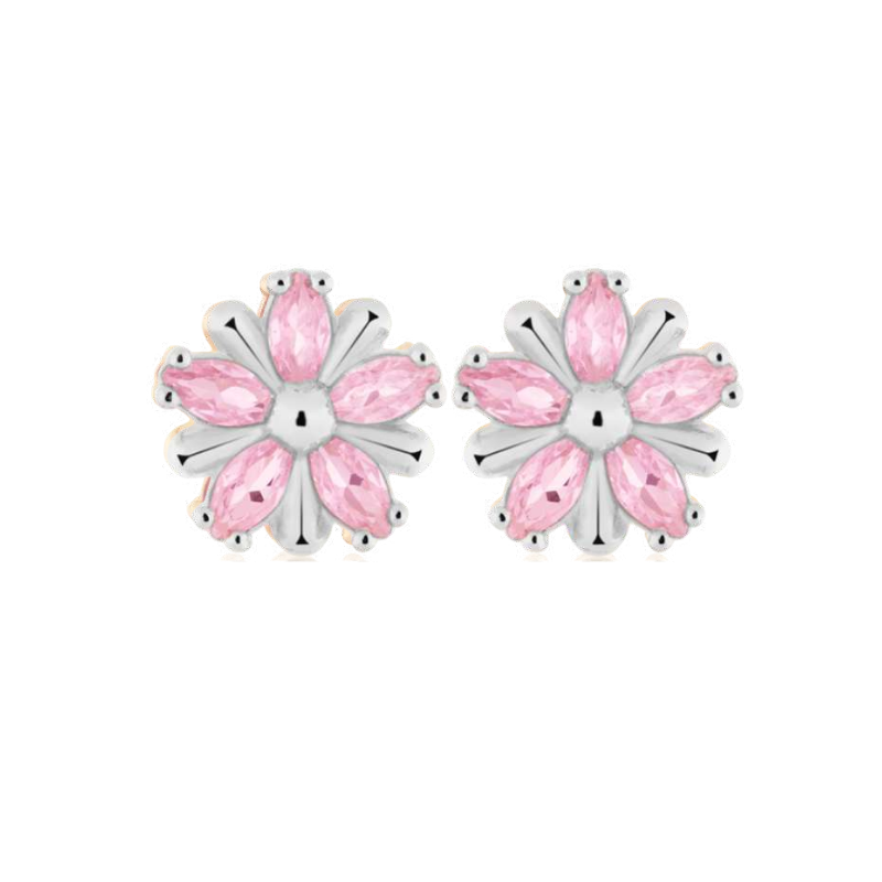 You're cute stud pink crystal in Rhodium