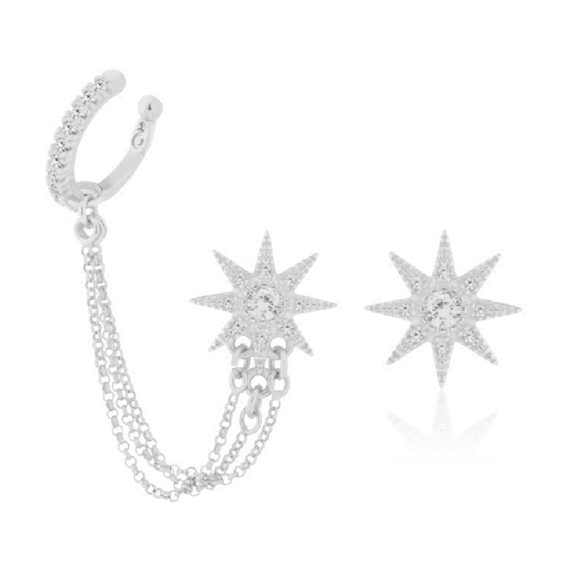Shine bright Ear cuff in Rhodium