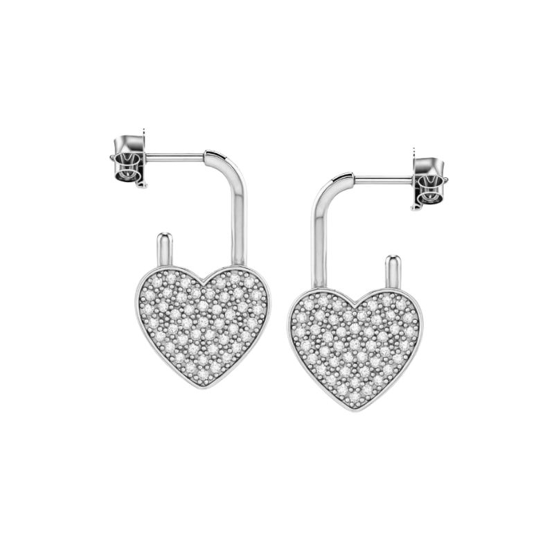 Love me earring in Rhodium
