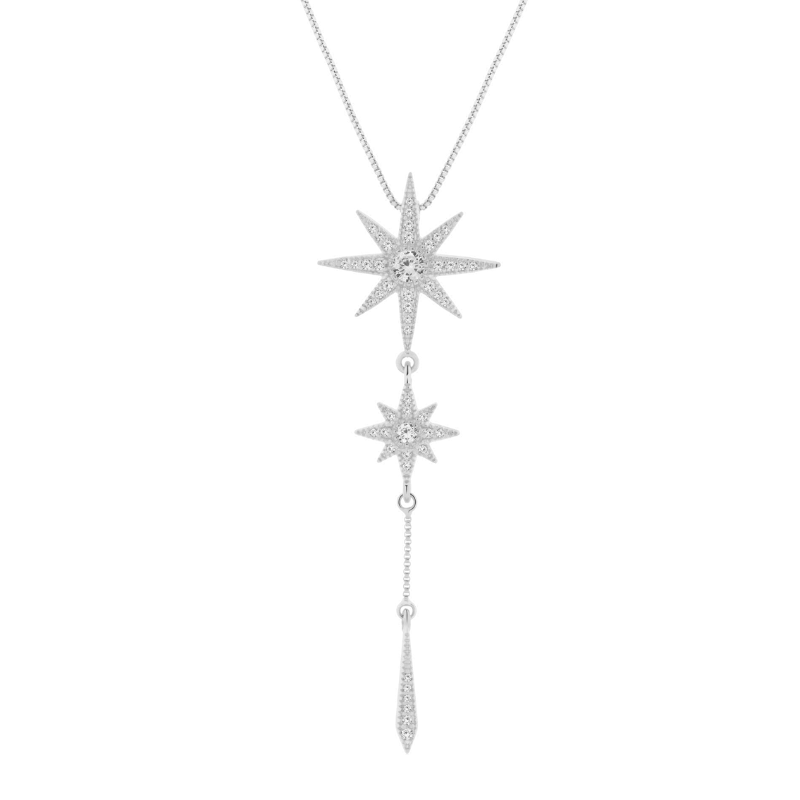 Shine bright necklace in Rhodium