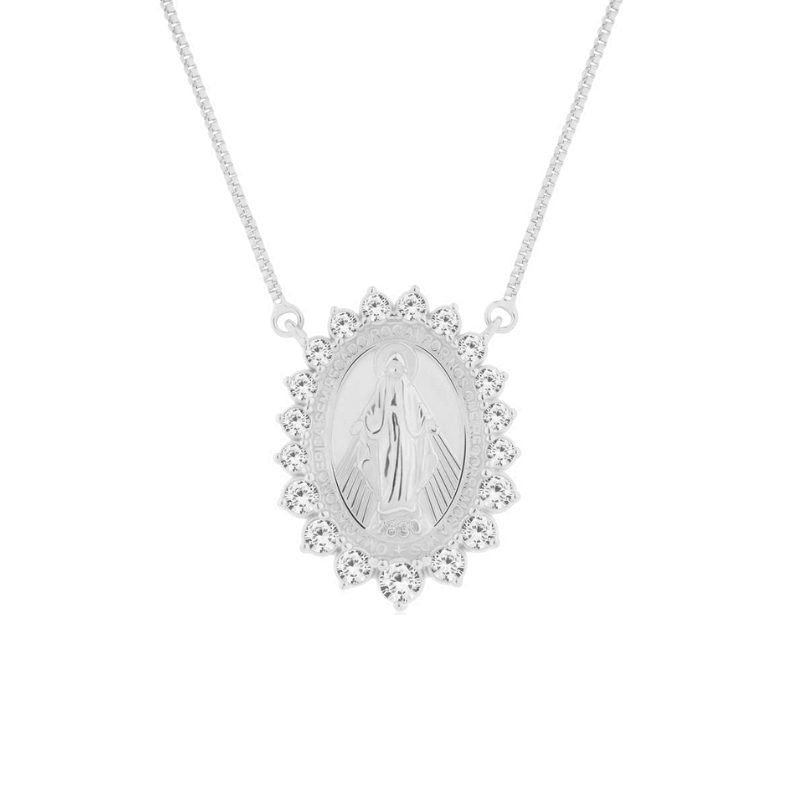 Hail Mary Necklace in Rhodium