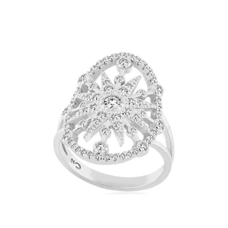 Stary Night Ring in Rhodium