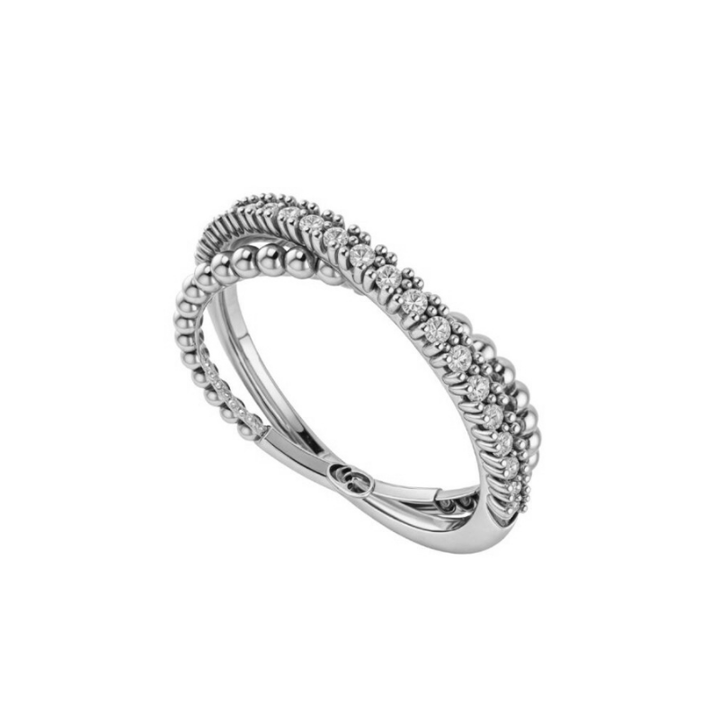 Demure ring in Rhodium