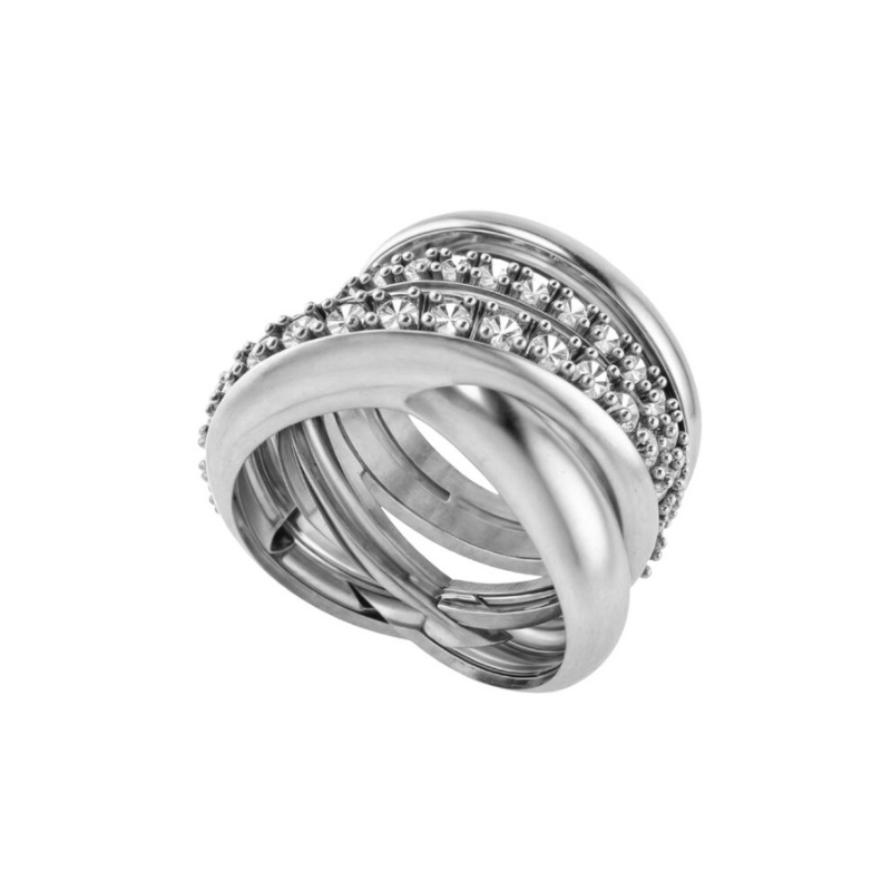 Double Demure ring in Rhodium