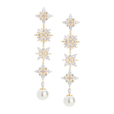 Snowflakes and pearl drop earrings