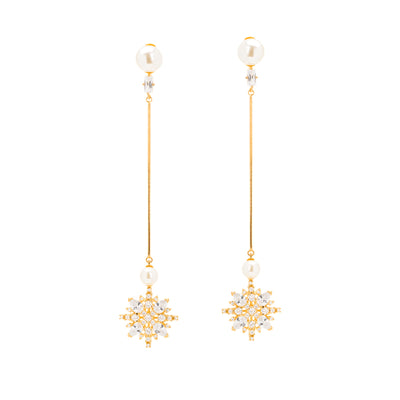 Pearls and snowflake drop earrings