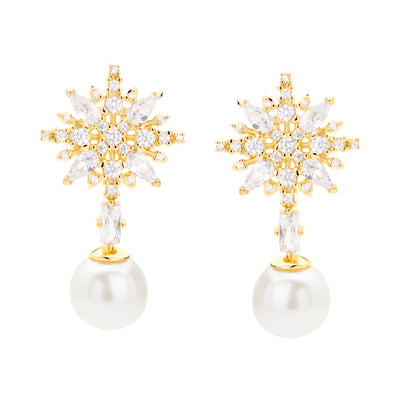 Snowflake and pearls earrings