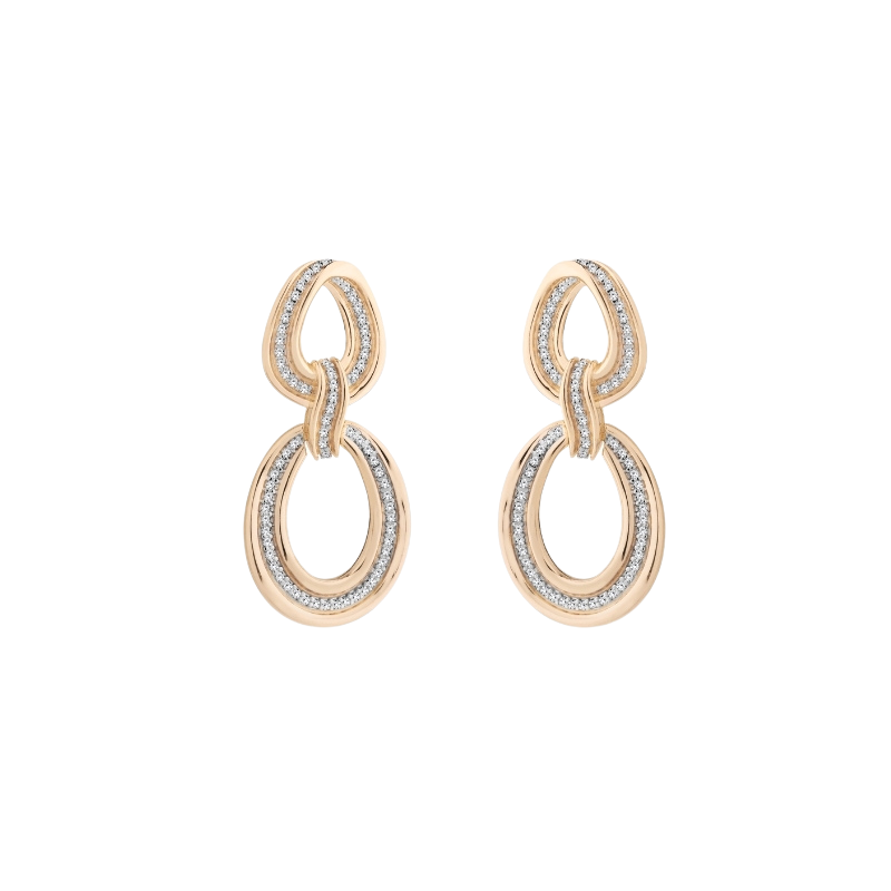 Round encrusted link earrings