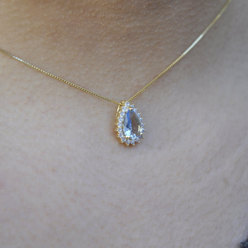 Aquamarine-Colored Crystal Necklace