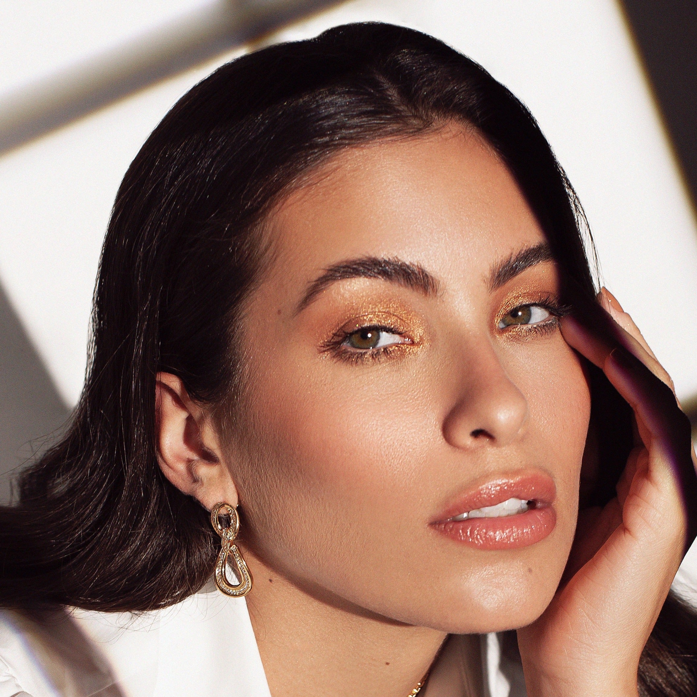 Round encrusted link earrings