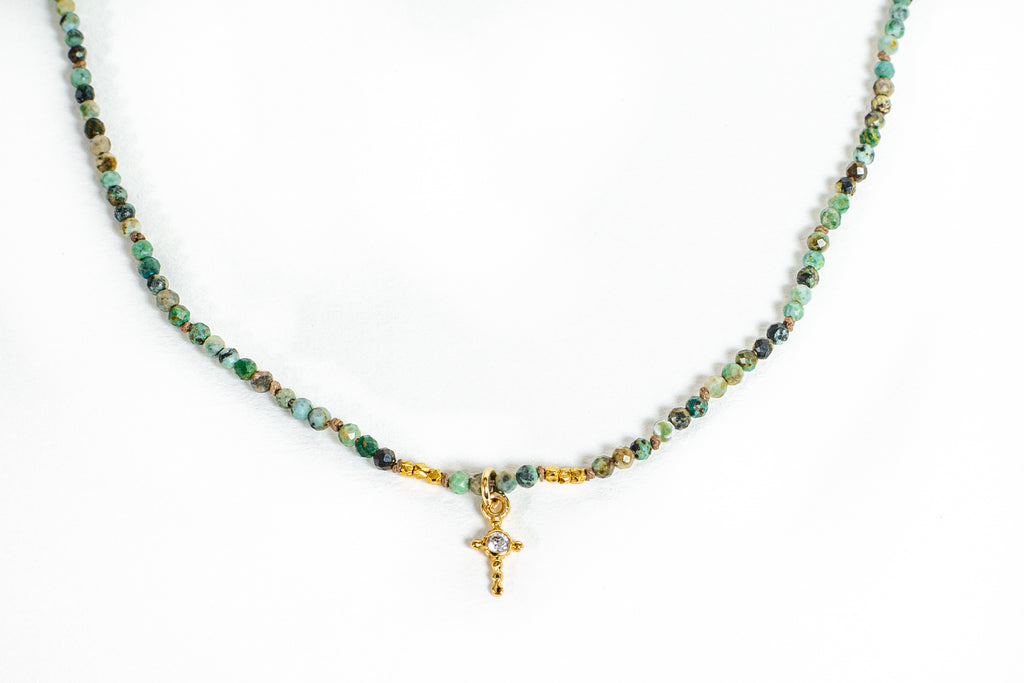 African Turquoise Cross with CZ