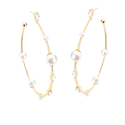 Pearl studs large hoops