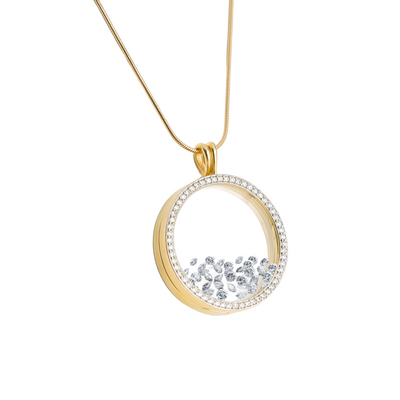 Circle and CZ stone filled pendant