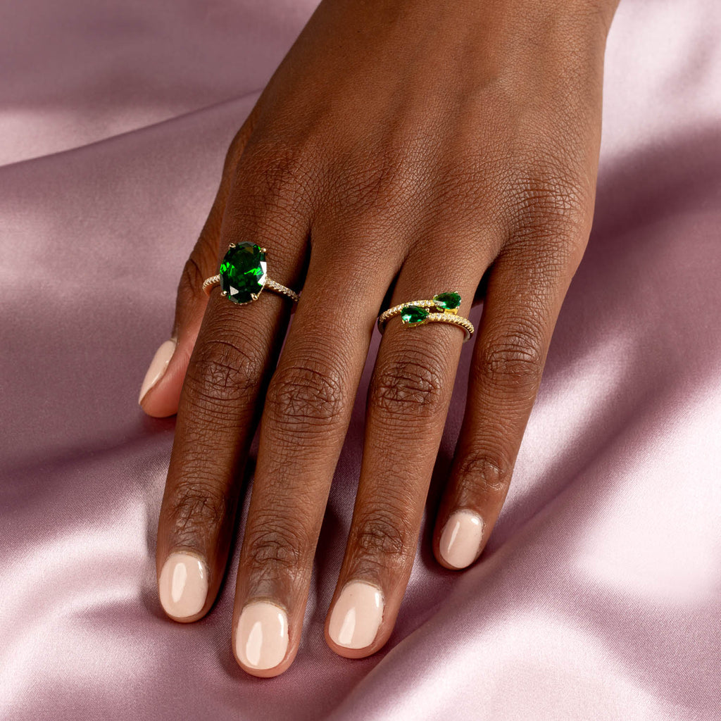 Emerald Teardrop Wrap Ring