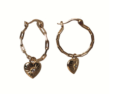 Hoops with heart charm