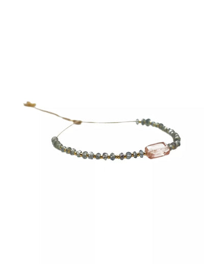 Pink tourmaline and sapphire bracelet